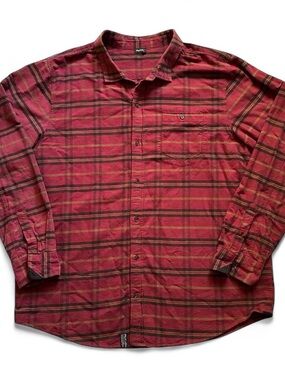 Men's LRG Red Plaid Long-Sleeve Button-Up Shirt Mens 3XL